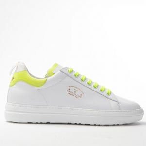 Pantofola D'oro -  Court classic sneakers in pelle bianco e giallo