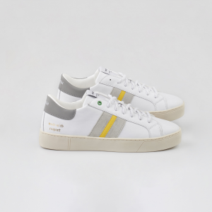 Kingston - Sneakers bianche con fasce laterali grigie e gialle