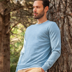Maglione in lana biologica 100% naturale - Azzurro