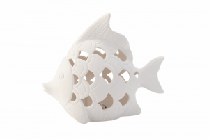 Caraibe Pesce led bianco in ceramica h.19 cm