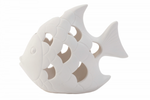 Caraibe Pesce led bianco in ceramica h.14 cm