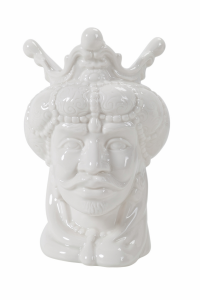 Sicilia Testa di moro in ceramica bianca h.14 cm