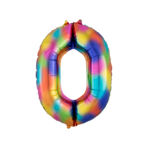 Palloncino numero 0 arcobaleno metal