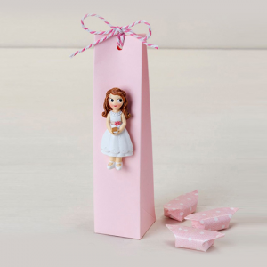 Calamita bambina abito corto e scatola rosa