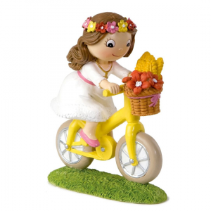 Cake topper ragazza in bicicletta