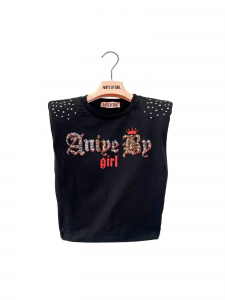 Aniye By Girl T-shirt smanicata con borchie - Nero