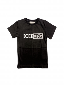 Iceberg T-shirt bambino girocollo con logo in rilievo - Nero