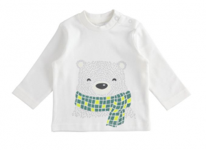 Ido T-shirt manica lunga per neonato grafica coniglietto - Panna