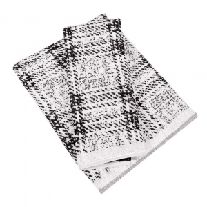 Coppia di asciugamani in spugna Carrara GRENOBLE bianco e nero