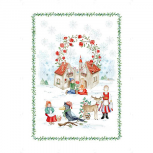 Tessitura Toscana Strofinaccio natalizio in puro lino Elsa - Corvo