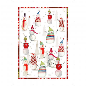 Tessitura Toscana Strofinaccio natalizio in lino Snowpop - Rosso