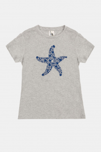 T-shirt con stella blu - Grigio