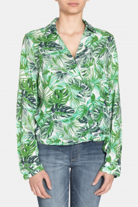 Camicia incrociata con foglie - Verde