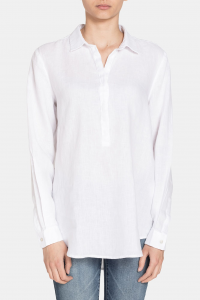 Camicia serafino in 100% lino - Bianco