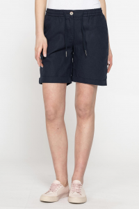 Shorts in misto lino - Blu scuro