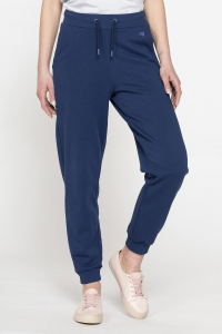 Pantalone basic in felpa con rib sul fondo - Blu scuro