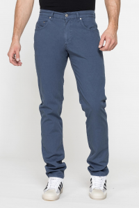 Jeans 5 tasche in tela leggera elasticizzato - Blu avio