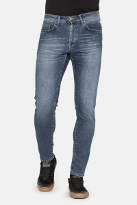 Jeans 5 tasche skinny in denim elasticizzato - Blu medio