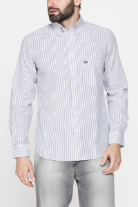 Camicia a righe con piccolo logo - Bianco/azzurro