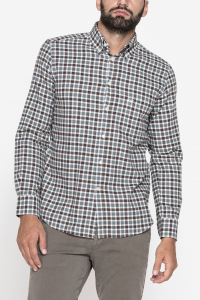 Camicia in flanella leggera - Ecru e grigio