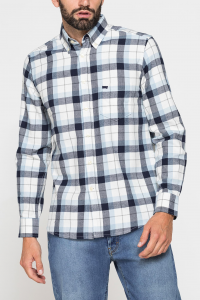 Camicia in flanella leggera - Blu e grigio