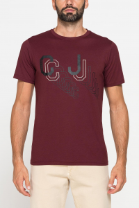 T-shirt in cotone con stampe - Bordeaux