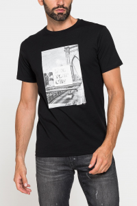 T-shirt in cotone con stampa - Nero