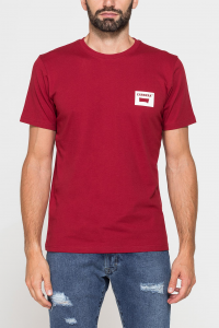 T-shirt girocollo in cotone con logo - Rosso dalia