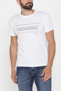 T-shirt girocollo in cotone con logo - Bianco