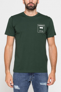 T-shirt girocollo in cotone con logo - Verde colofonia