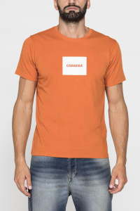 T-shirt girocollo con stampa logo - Arancione