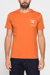 T-shirt girocollo con stampa logo - Arancione zucca