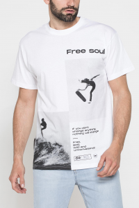 T-shirt con stampa in cotone - Bianco