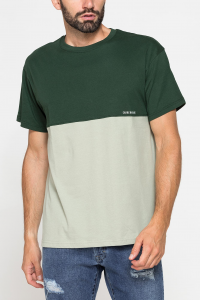 T-shirt block color in jersey di cotone - Verde e verde chiaro