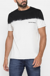 T-shirt block color in jersey di cotone - Bianco e nero