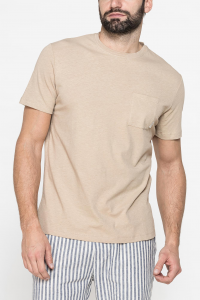 T-shirt in cotone misto lino - Beige