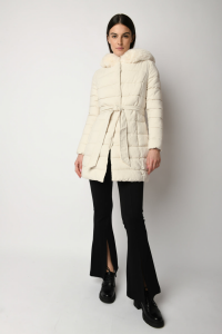 Nuna Lie Piumino con cappuccio bordato in faux fur - Bianco