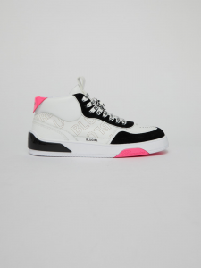 Blu Girl Sneakers con pelle traforata - Bianco/rosa