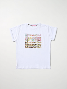 Miss Blumarine T-shirt con logo e fantasia animalier - Bianco