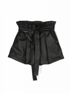 Miss Blumarine Shorts in similpelle con cintura - Nero