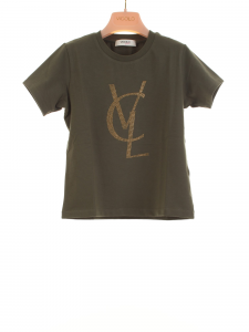 Vicolo Girl T-shirt con stampa strass - Militare