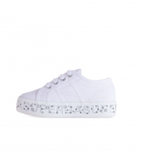 Superga Sneakers con lacci in tela con mini zeppa - Bianco