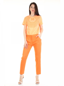 Pinko Pantaloni cigarette in tela di lino - Arancio