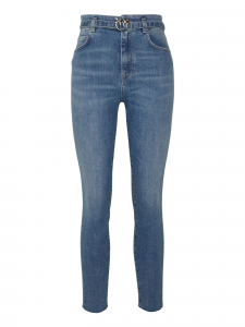 Pinko Jeans Susan skinny con cintura Love Birds - Lavaggio blu medio