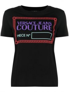 Versace Jeans Couture T-shirt a maniche corte con logo multicolor - Nero