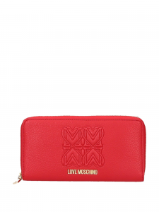 Moschino LovePortafogli in ecopelle con logo e zip - Rosso