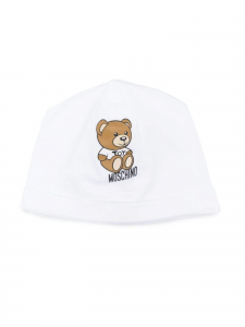Moschino Love Cappello con Teddy Bear e logo - Bianco
