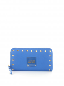 Versace Jeans Couture Portafoglio oda donna con borchie dorate - Blu