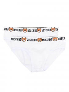 Moschino Underwear Set di 2 slip con banda logata e orsetto - Bianco
