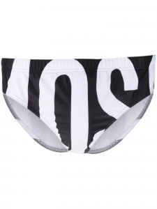 Moschino Underwear Slip in lycra con logo all over - Nero